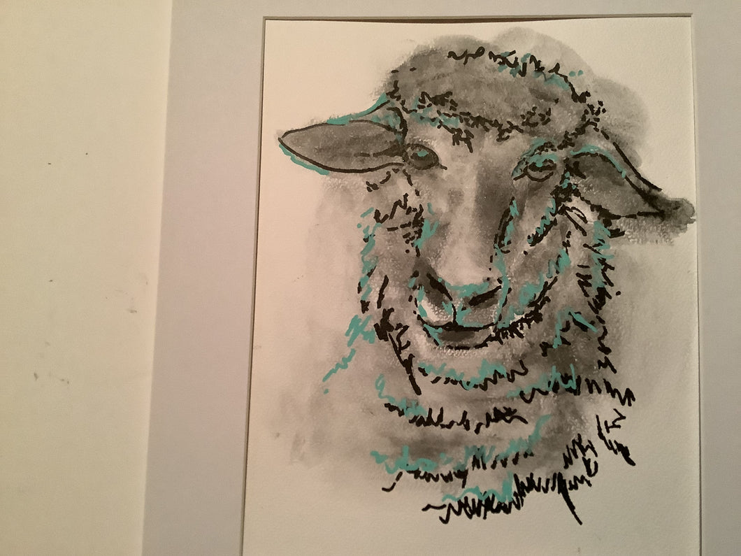 Sheep sketch on watercolour paper