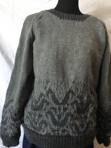 hand knit two tone grey pullover