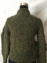 hand knit green tweed cardigan