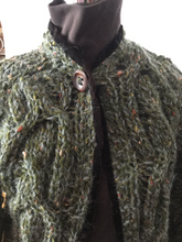 hand knit green tweed cardigan