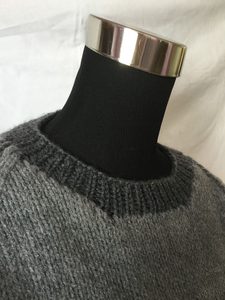 hand knit two tone grey pullover